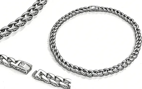 Chain necklace pre-production custom design drawings