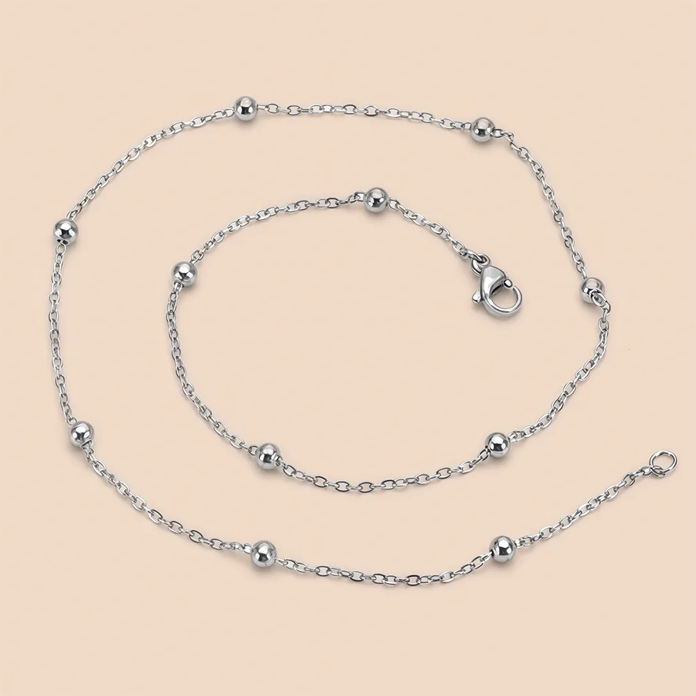 Custom 316 stainless steel spacer bead chain necklace direct supplier