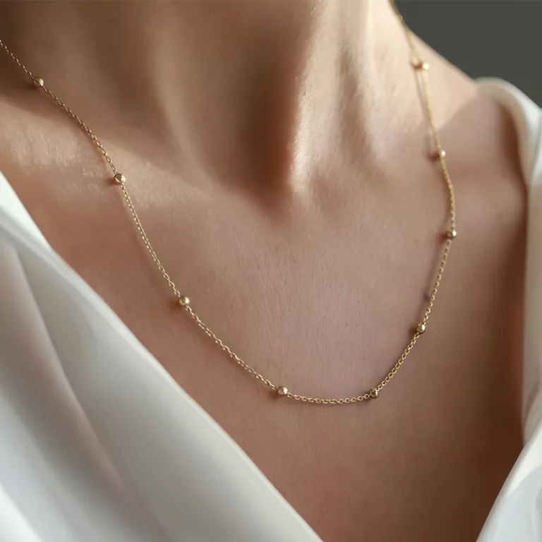Custom 316 stainless steel spacer bead chain necklace for women manufacturing