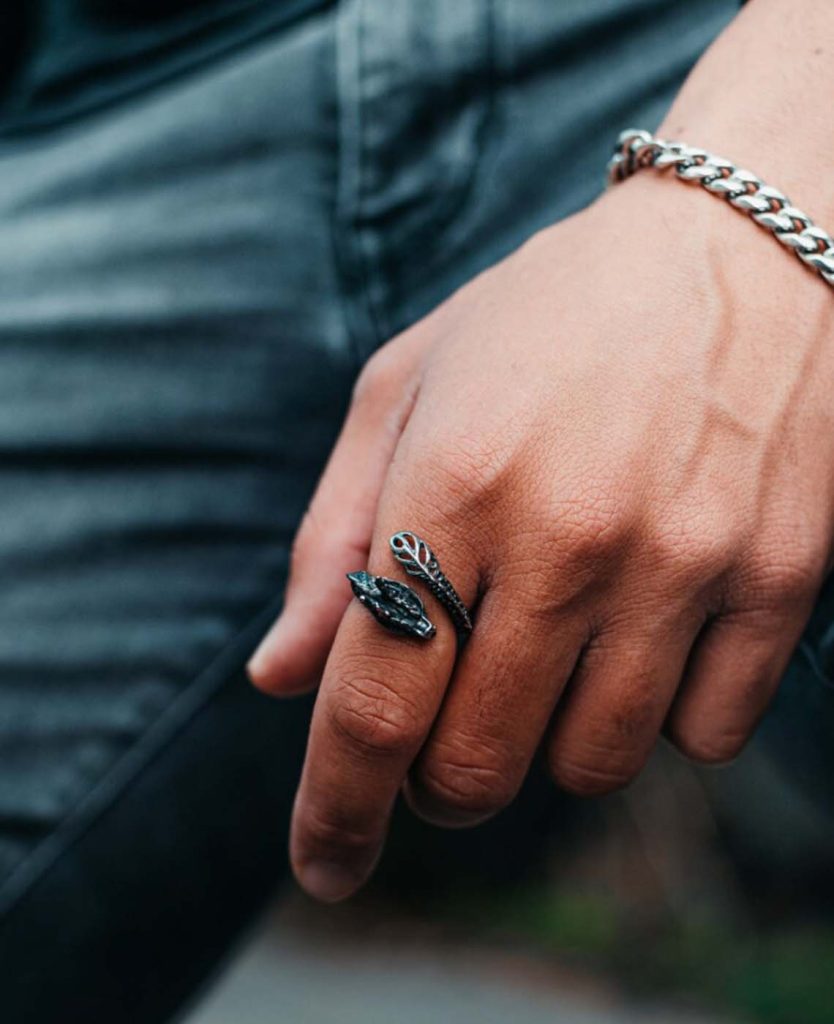 Custom Men's Literary Natural Element Stainless Steel Ring