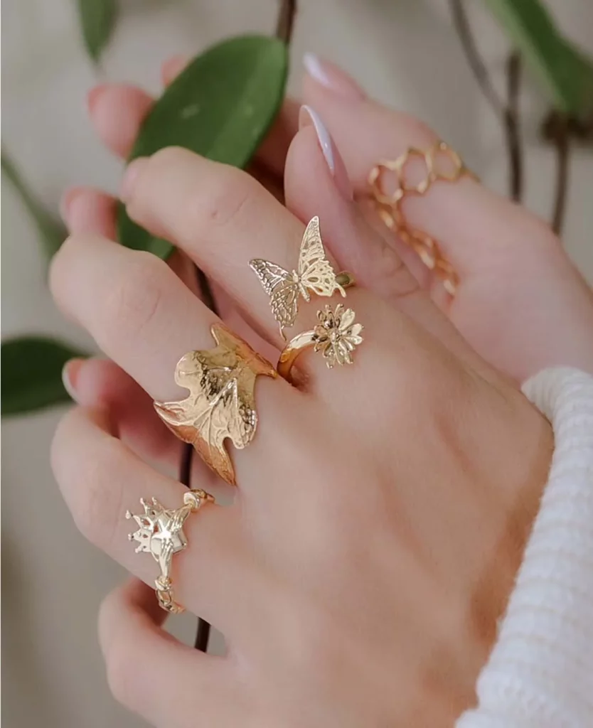 Custom Natural Inspiration Stainless Steel Ring For Women