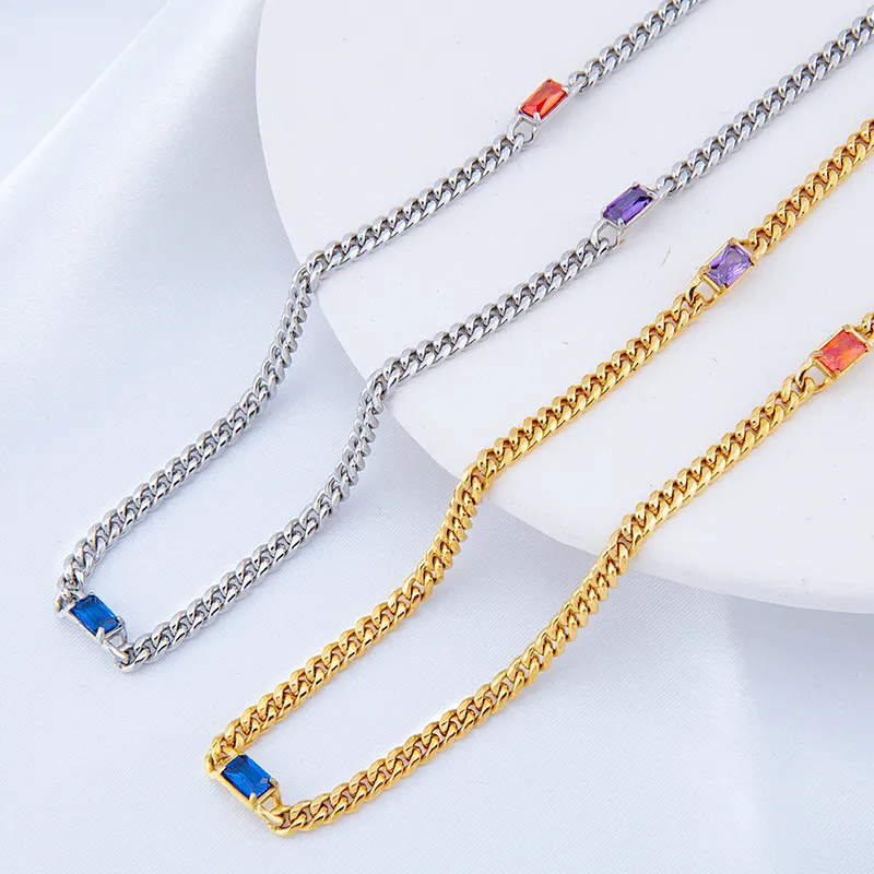 Custom Plated Stainless Steel Cuban Chain Necklace