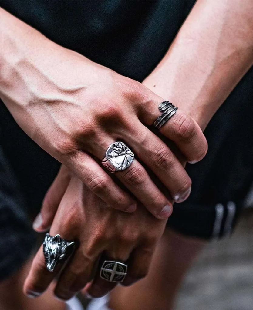 Custom Rock Texture Stainless Steel Ring