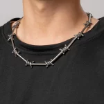 Custom barbed wire stainless steel necklace for men direct factory
