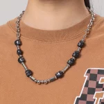 Custom black skull bead chain necklace for women