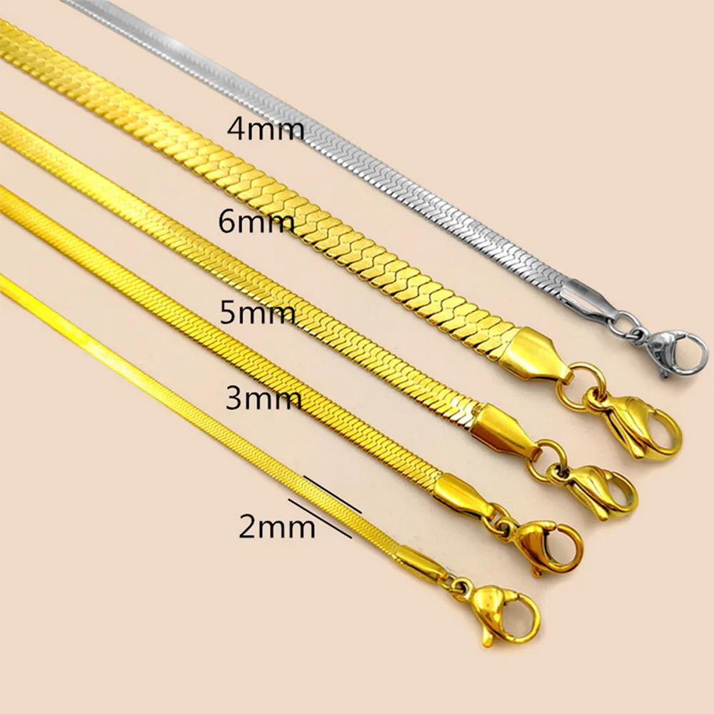Custom size of stainless steel flat snake chain necklace supplier