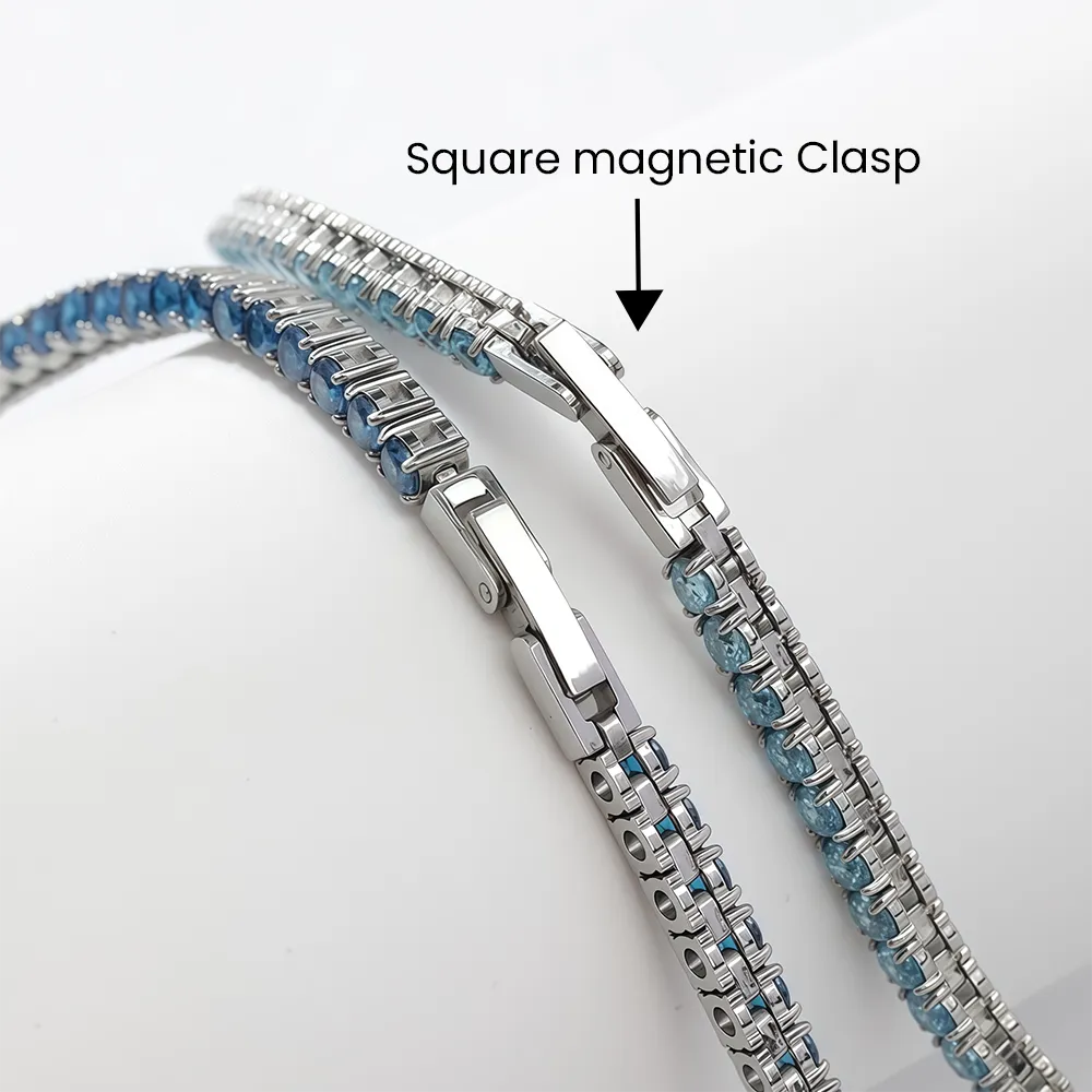 Custom square magnetic clasp of tennis chain necklace manufacturing
