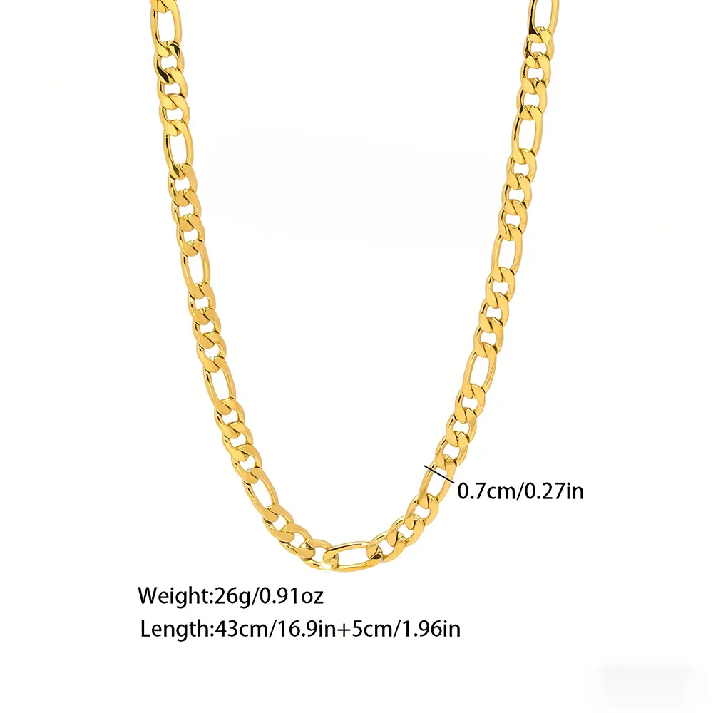 Customizable size of 18k gold stainless steel figaro chain necklace supplier