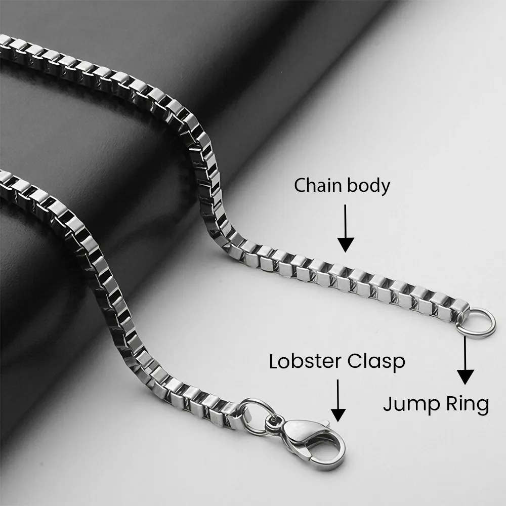 Customizable stainless steel box chain necklace accessories factory