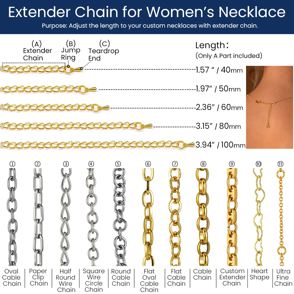 Extender chain for women's necklace bespoke jewelry
