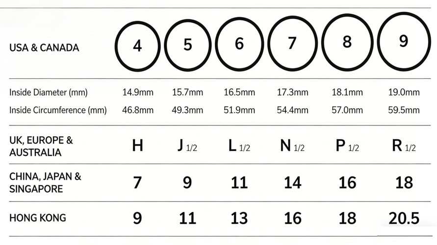 Global Ring Size Conversion Chart