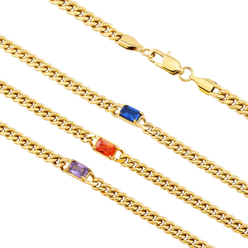 Gold-plated cuba chains with zircon supplier