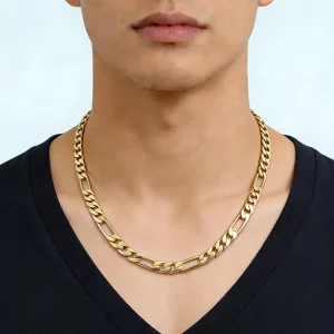 OEM ODM 316L stainless steel figaro chain necklace for men direct factory