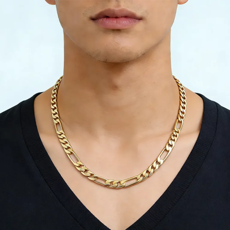 OEM ODM 316L stainless steel figaro chain necklace for men direct factory