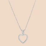 OEM ODM 316L stainless steel silver cubic zircon open heart necklace for factory