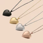 OEM ODM Stainless Steel Black Rose Gold Silver Gold Heart Necklace with Photo for Factory