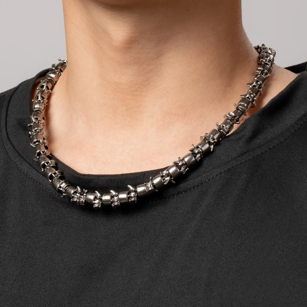 OEM ODM barrel and vertebrae stainless steel necklace for men