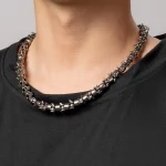 OEM ODM barrel and vertebrae stainless steel necklace for men
