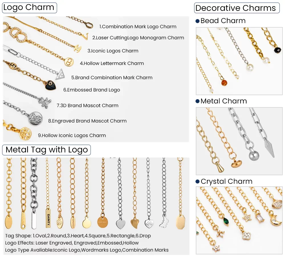 OEM ODM decorative ends for extender chain