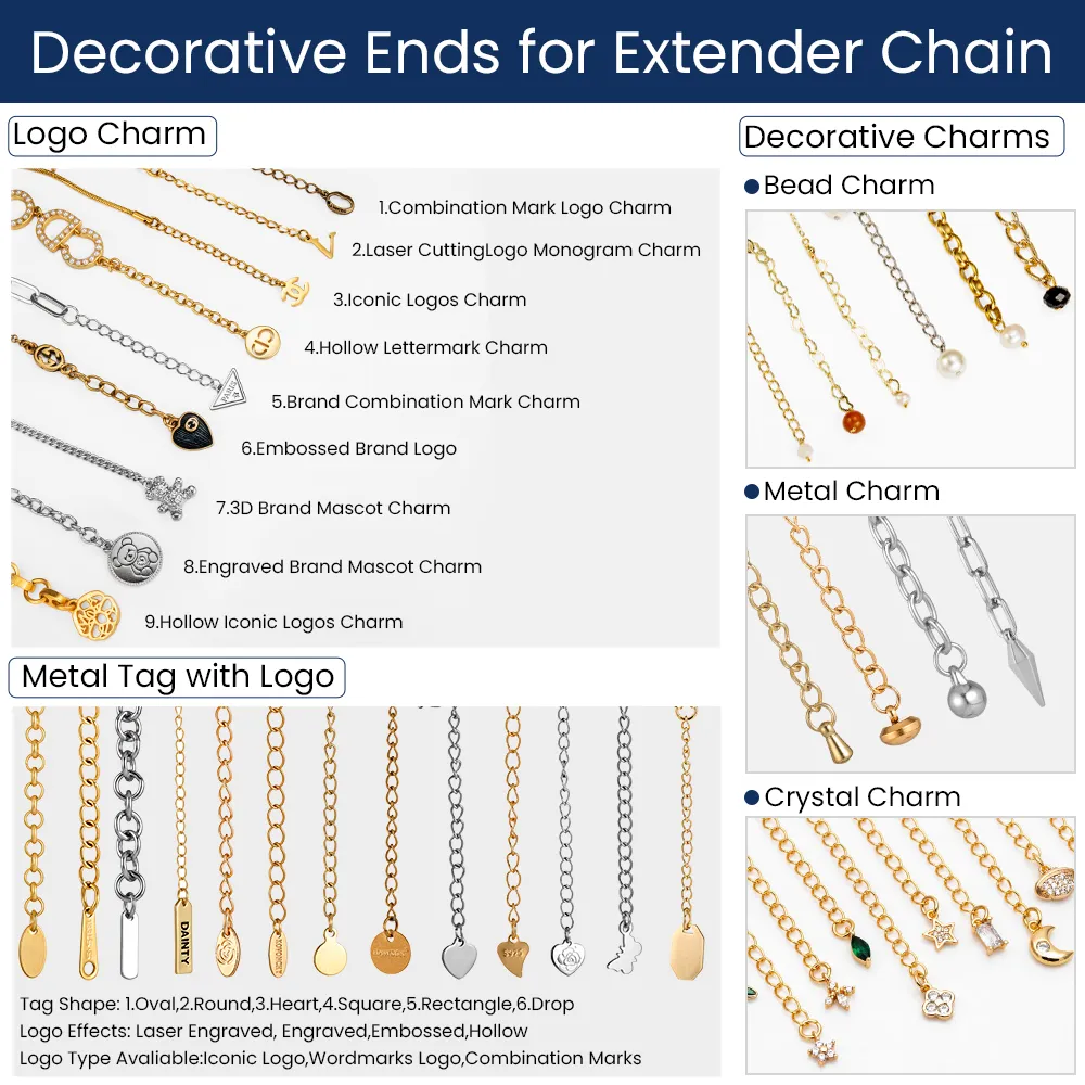 OEM ODM decorative ends for extender chain