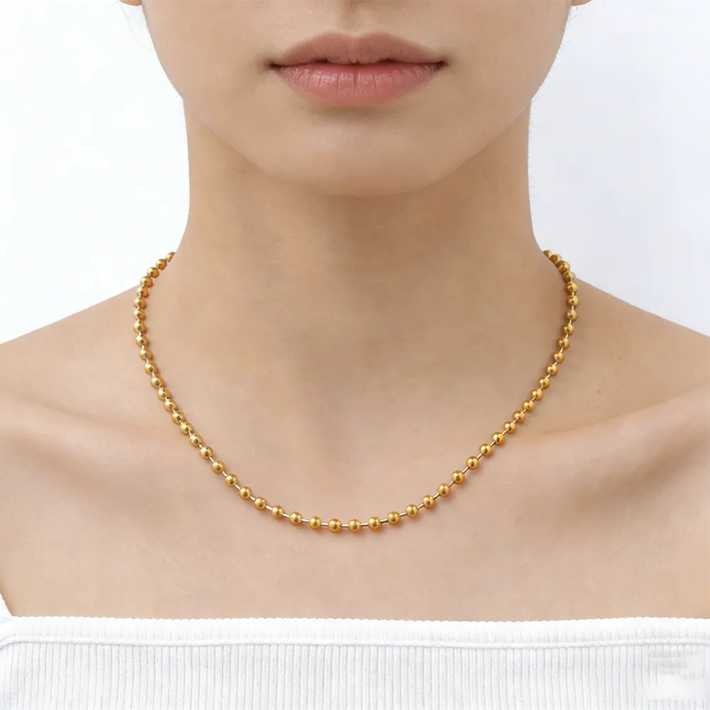 OEM ODM gold stainless steel bead chain necklace for women supplier