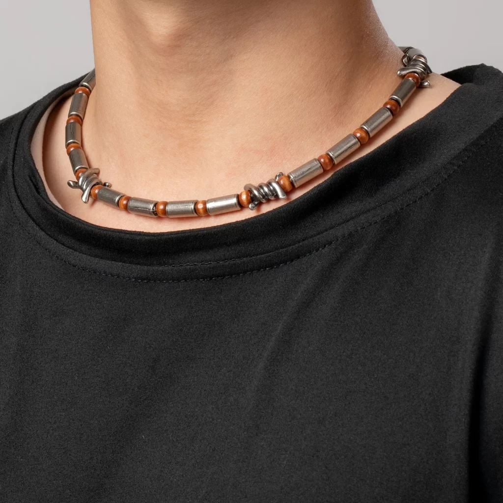 OEM ODM stainless steel cylindrical bead necklace for men