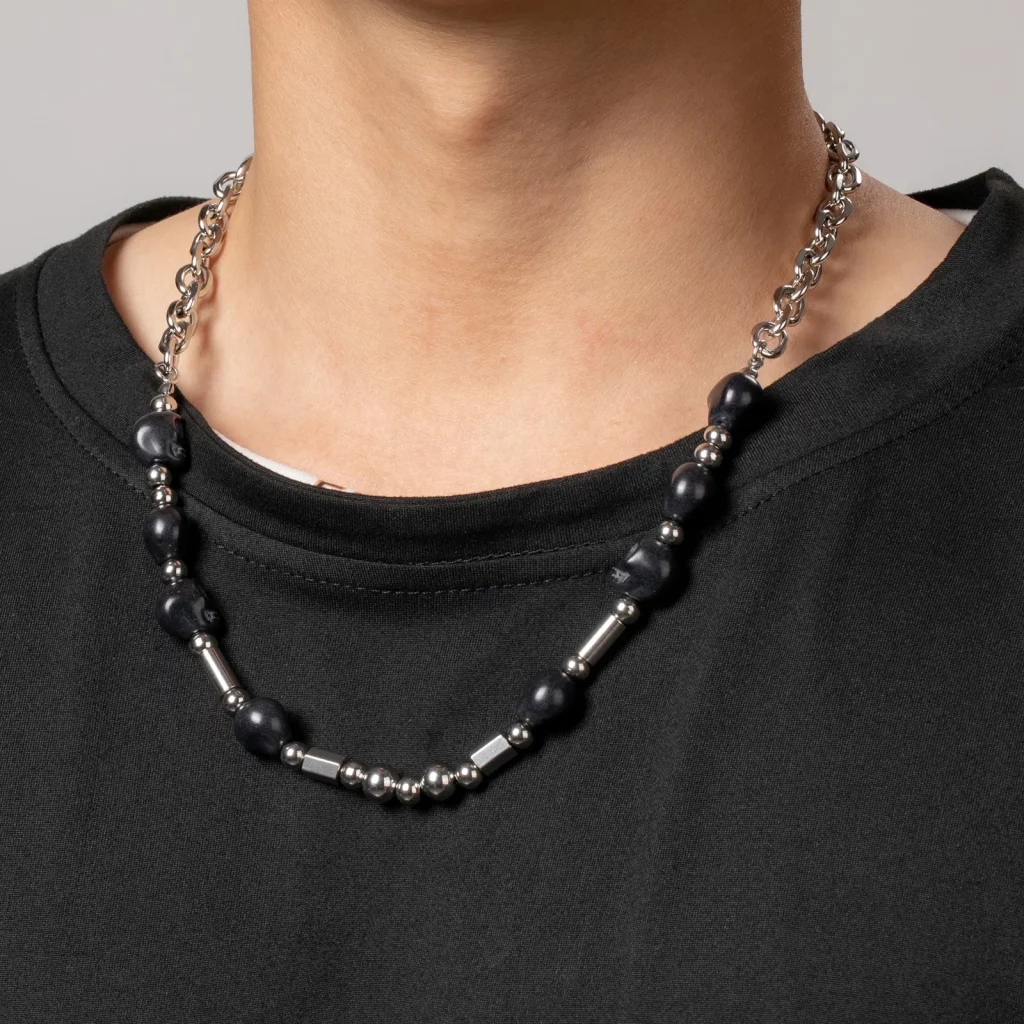 OEM ODM stainless steel skull bead chain necklace for men