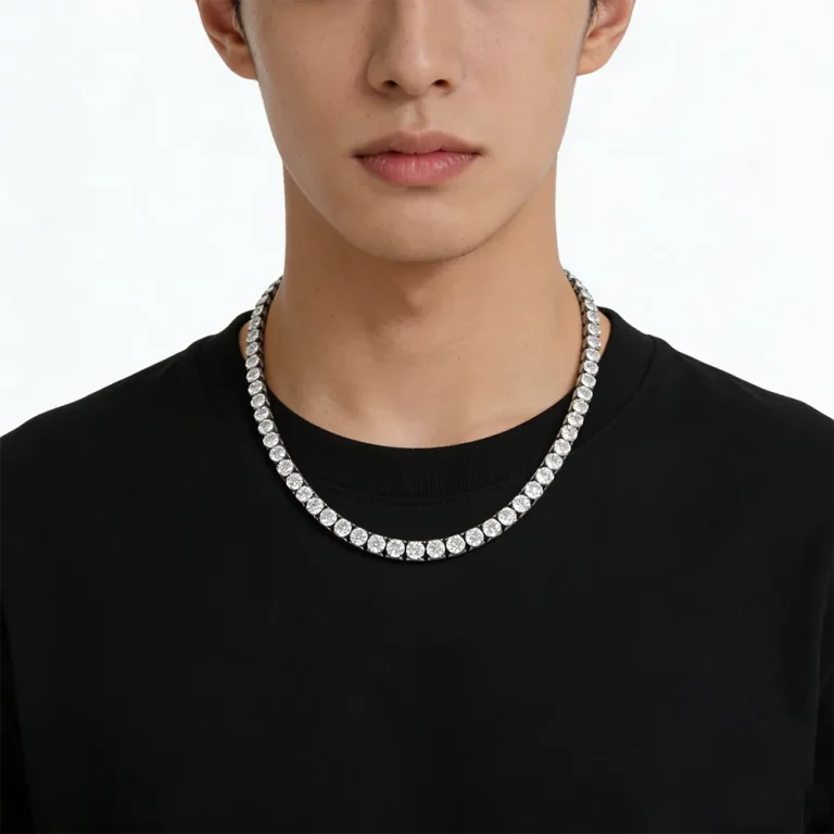 Personalized stainless steel tennis chain necklace with zircon for men