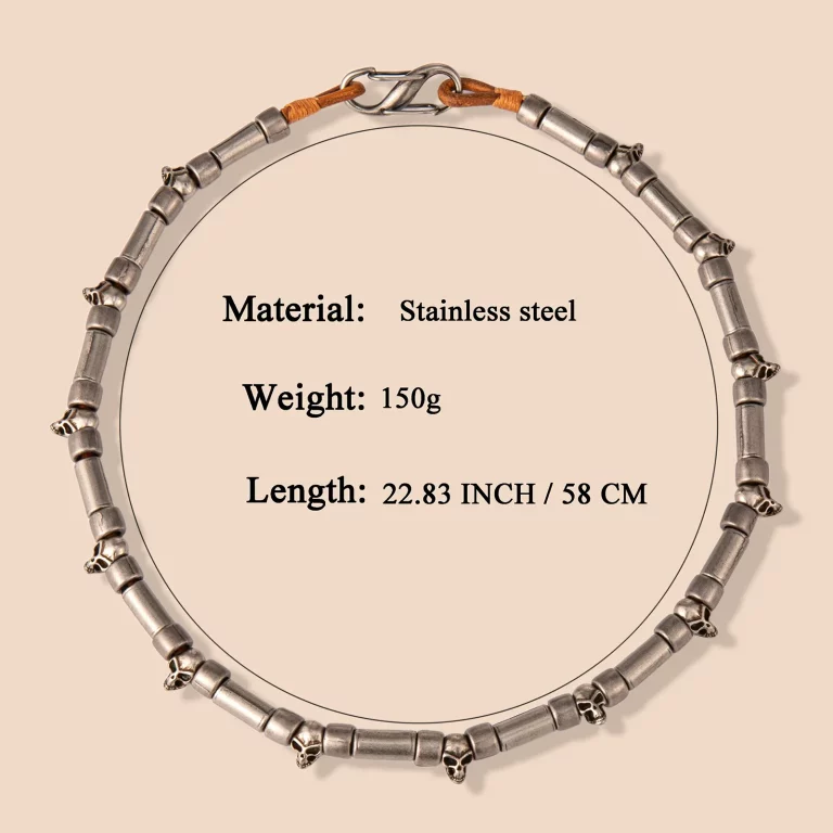 Size of stainless steel cylinder and skull spacer chain necklace manufacturing