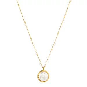 Stainless steel round pearl pendant gold chain direct supplier