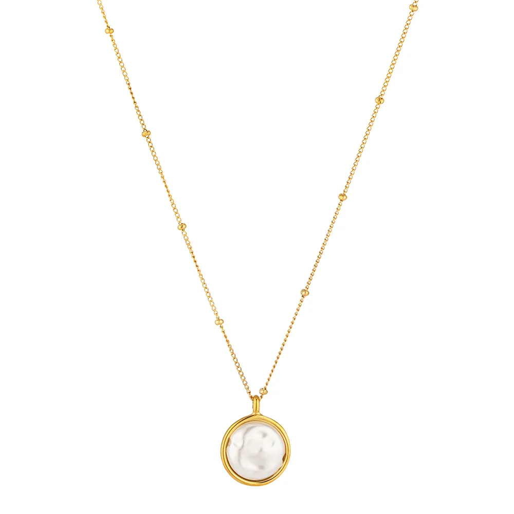 Stainless steel round pearl pendant gold chain direct supplier