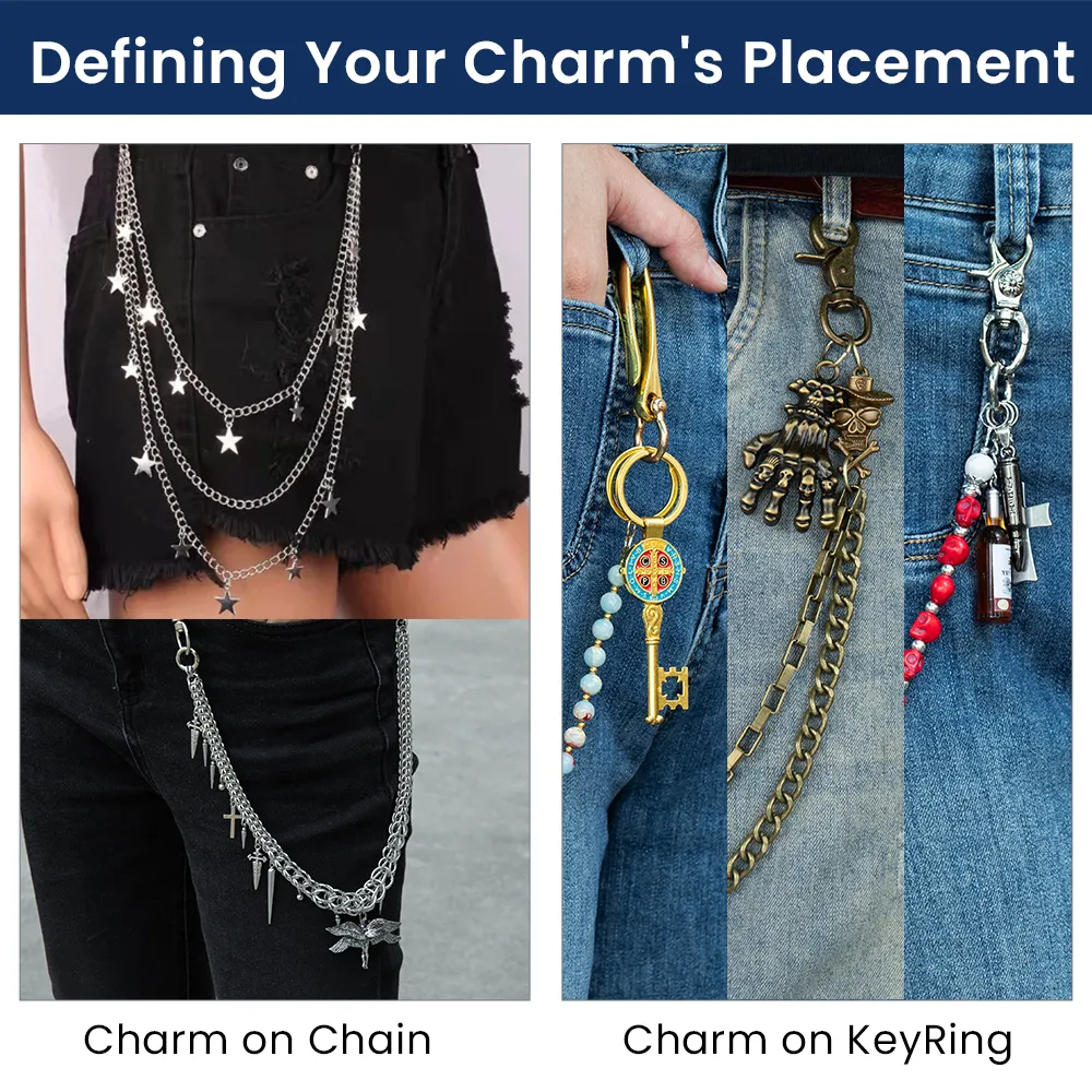 The placement of you jean chain charm custom design