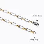 Two tone stainless steel paperclip chain necklace accessories manufacturing