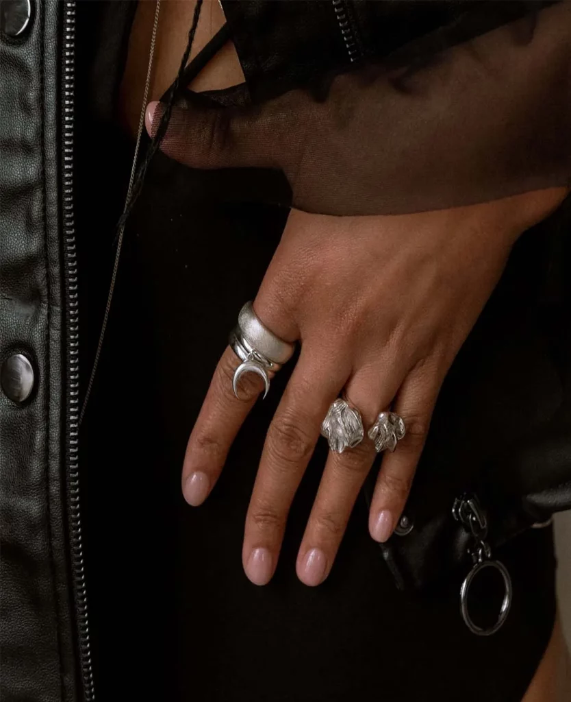 Women's Lava-Style Stainless Steel Ring