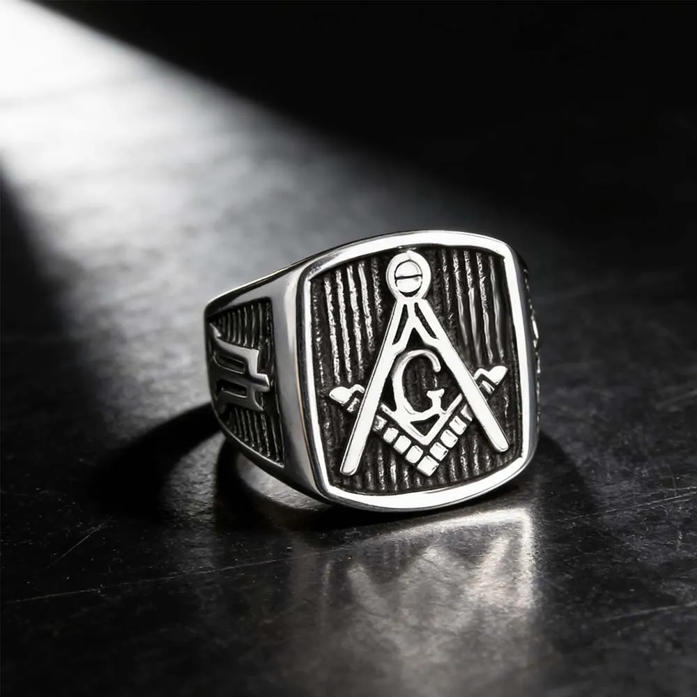 custom stainless steel masonic ring