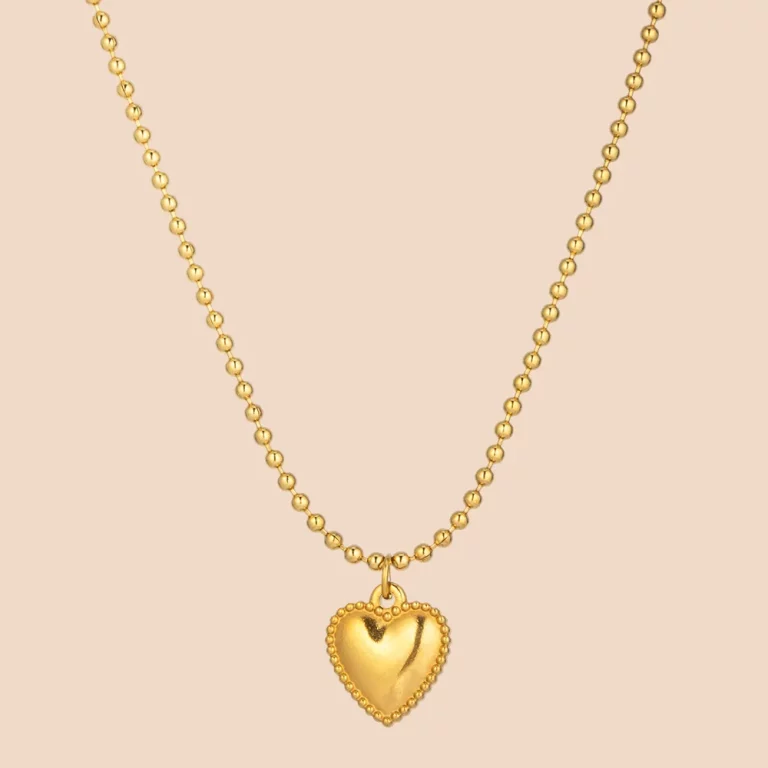 oem odm stainless steel gold bead chain hollow heart necklace for source factory