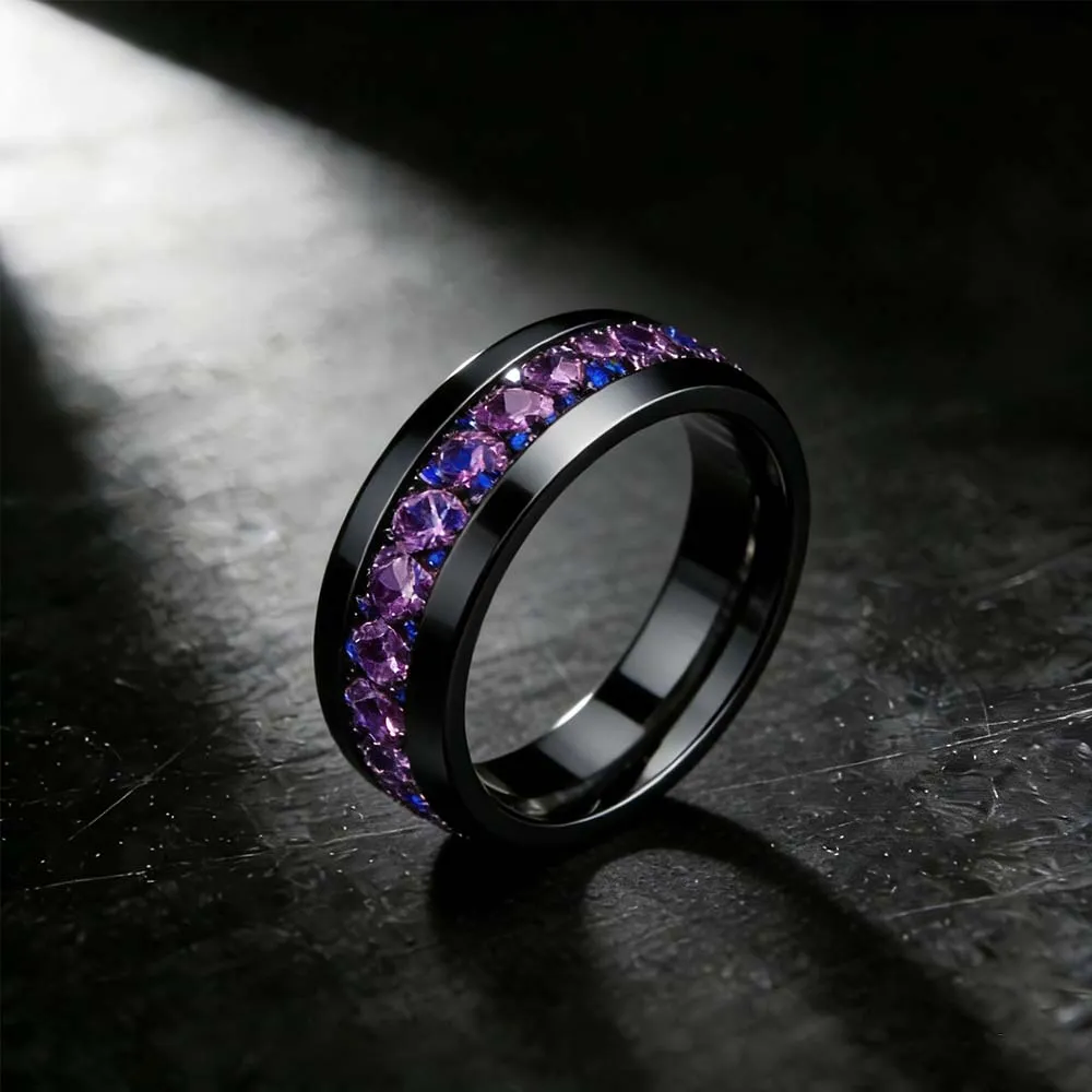 stainless steel amethyst ring