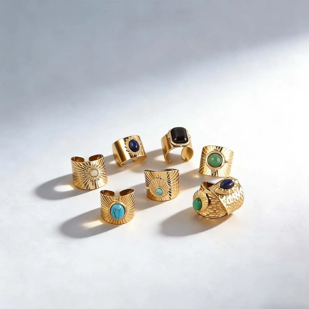 stainless steel gemstone ring