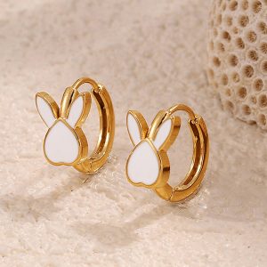 Customized End-to-End Solutions Stainless Steel Enamel Rabbit Hoop Earrings for Women