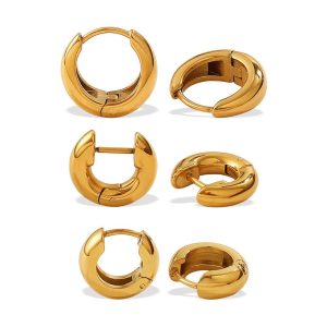 Source Factory Customize Minimalist Gold Stainless Steel Hoop Earrings for Women