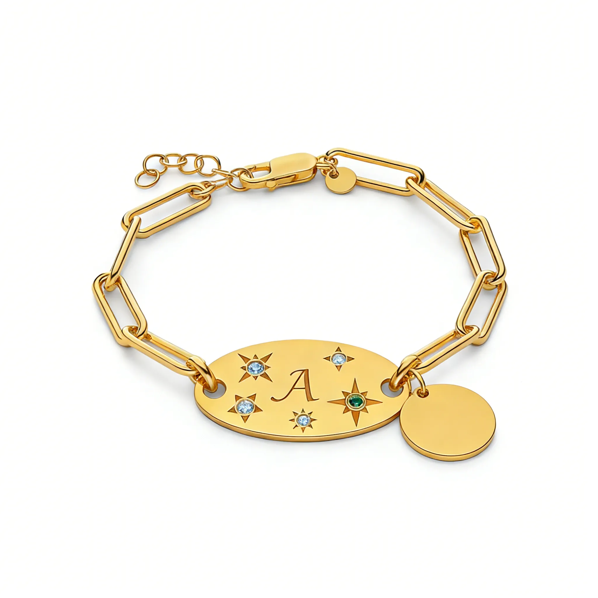 Green Zirconia Engraved Charm Bracelet Bespoke Factory for Businesses