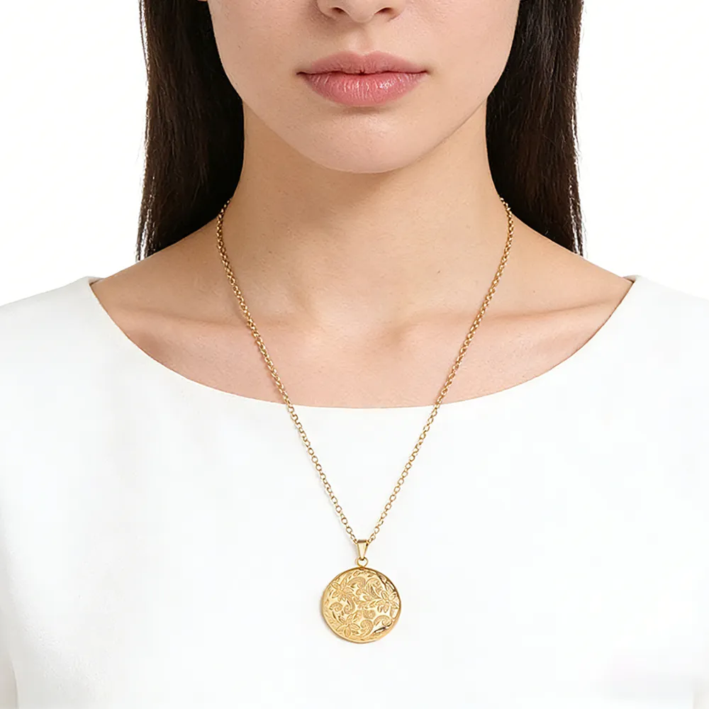 316L mirror retro pattern photo locket necklace for major brands