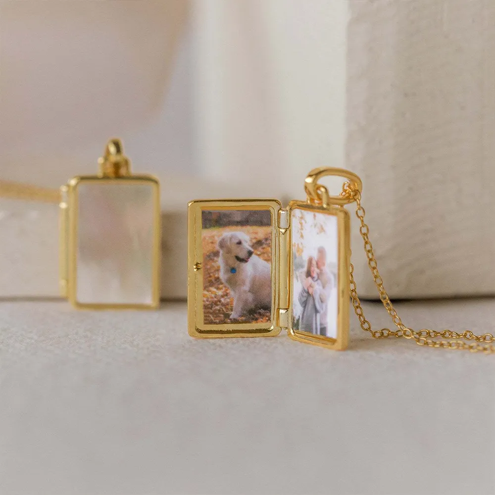 Female gold stainless steel square shell locket necklace supplier for brands