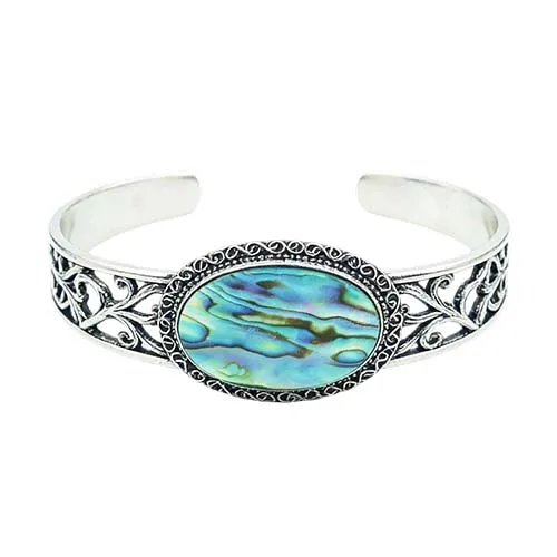 Abalone Rigid Cuff Bracelet with Stainless Steel