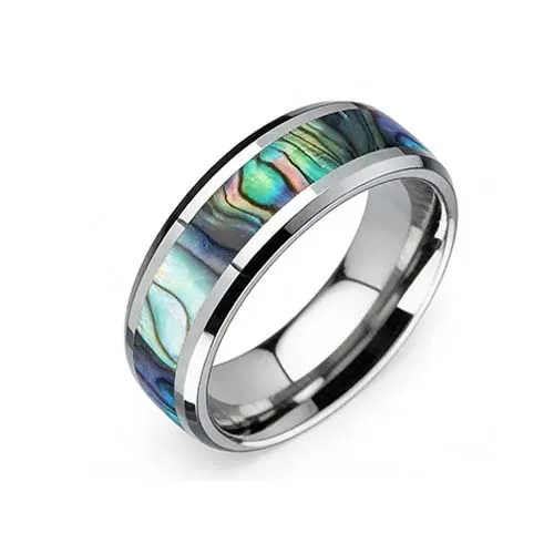 Abalone Ring Band with Stainless Steel