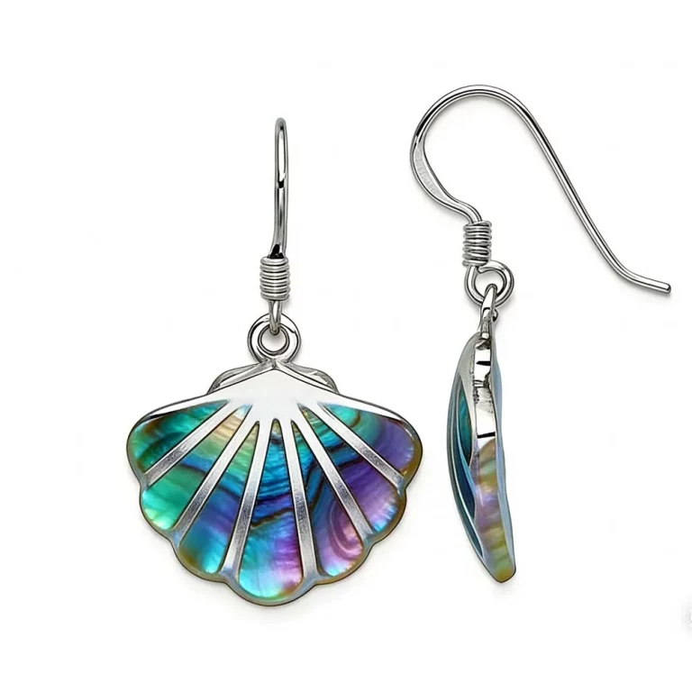 Abalone Shell 925 Sterling Silver Ocean-Inspired Dangle Earrings with White Mother of Pearl Private Label Jewelry