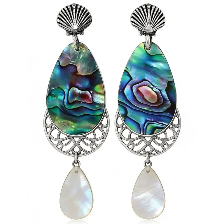 Abalone Shell Statement Earrings with White Mother of Pearl Private Label Jewelry