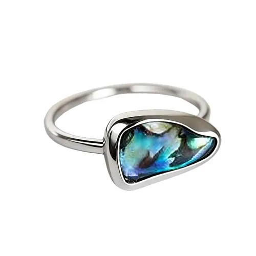 Abalone Unique Shaped Rings with Stainless Steel