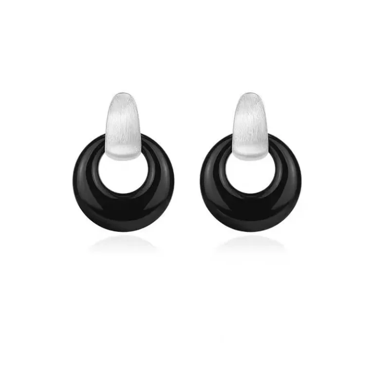 Brushed Finish Alloy Resin Hoop Earrings-Fashion jewelry Manufacturer Jewelry ODM Partner