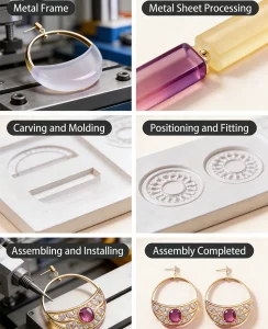 Assembly epoxy resin and metal process jewelry manufacturing